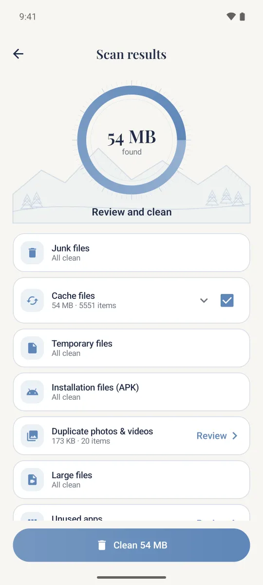 Scan results with categories